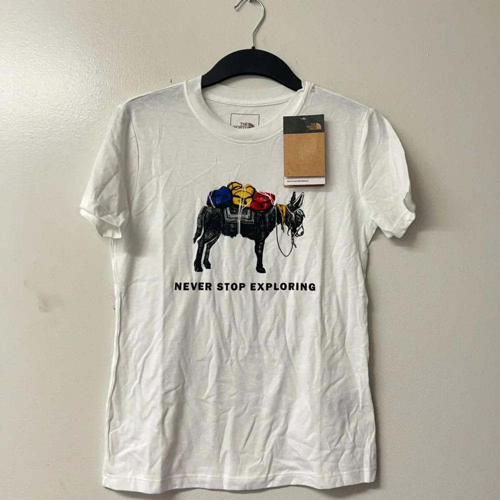 The North Face Women's Short Sleeve‎ Pony Wheels Tri-Blend Tee/White X-Large NWT - Picture 3 of 6